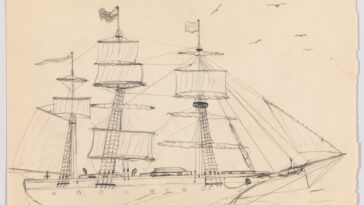 Vieux navire à voile sur une mer agitée, évoquant le naufrage du Batavia au XVIIe siècle